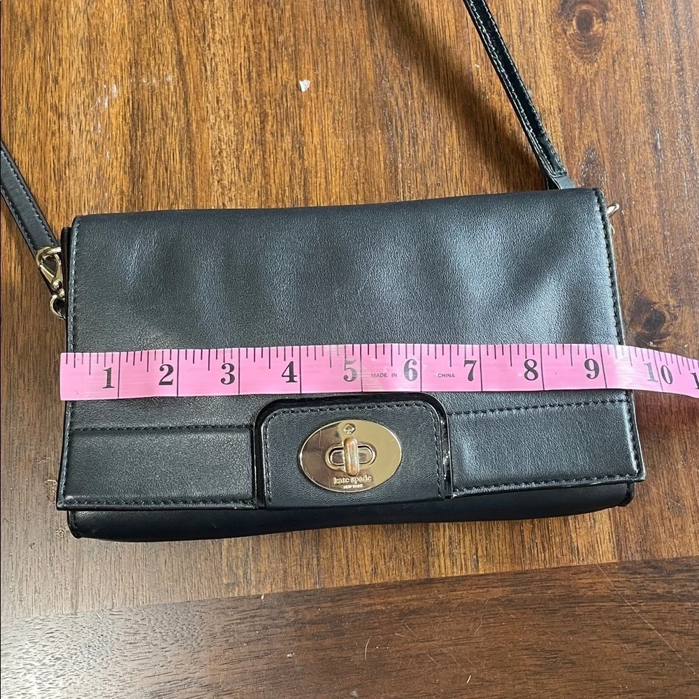 Kate Spade smooth black leather crossbody bag